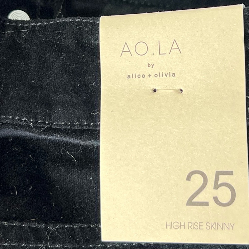 NWT AO.LA by alice + olivia Good High-Rise Button-Fly Velvet Skinny Jeans 25 - Picture 9 of 13